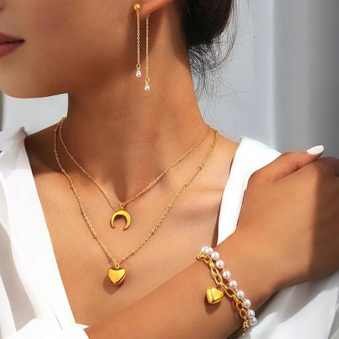 Heart & crescent moon jewlery Set