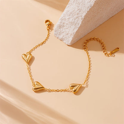 Golden Heart Charm Bracelet