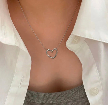 Hollow Love Heart Pendant Necklace