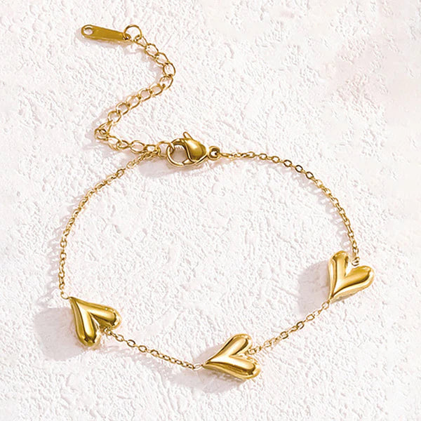 Golden Heart Charm Bracelet