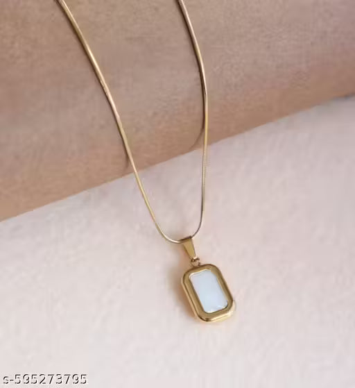 Gold plated rectangle pendant necklace