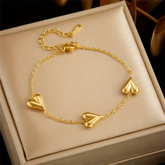 Golden Heart Charm Bracelet