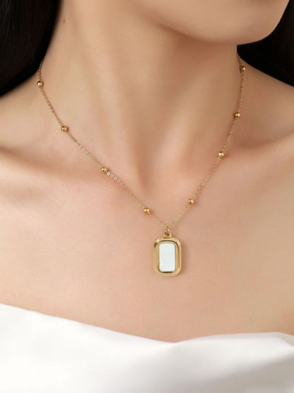 Gold plated rectangle pendant necklace