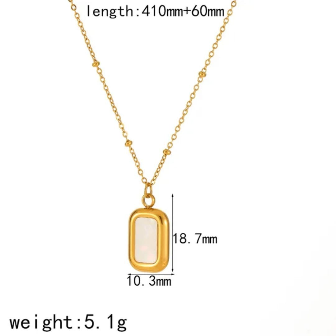 Gold plated rectangle pendant necklace