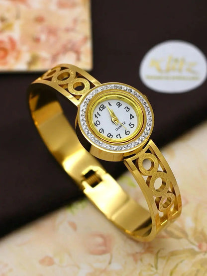 Roman Elegance Gold-Plated Bracelet Watch